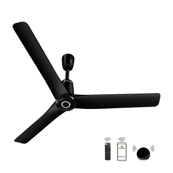 Atomberg Aris Contour Smart 1200 mm BLDC Ceiling Fan with IoT, Remote Control Ring Light LED for Speed Indication Midnight Bl