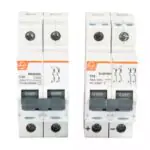 EXORA Combo MCBs 16A DP 240V AC 10kA C Curve 16A DP 500V DC 10kA C Curve L T sc223216 solar mcbs ac 32a dp dc 16a 500v front