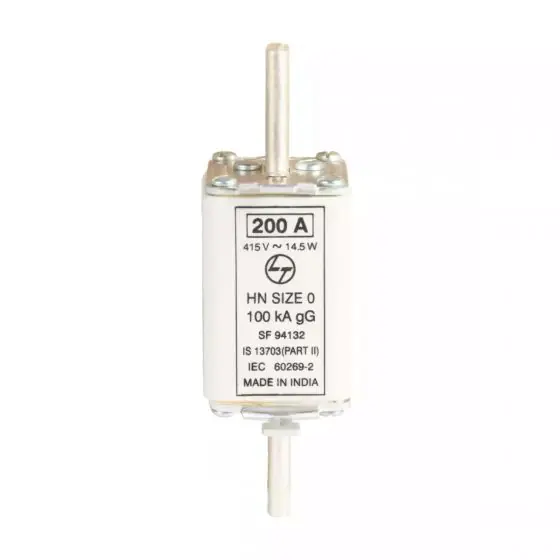 HN DIN HRC fuse 200A 415V AC Size 0 L T SF94132OOOO sf94132oooo fuselink hn size 0 200a din front