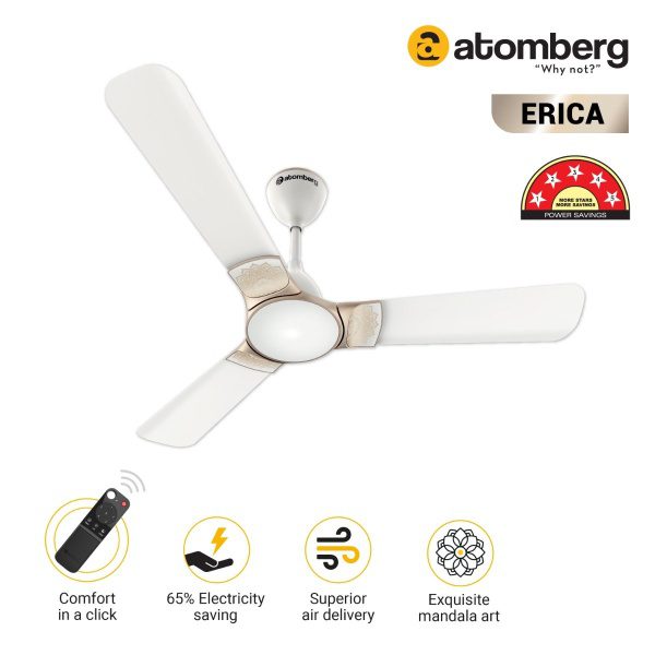 Atomberg Erica 1200 mm BLDC Ceiling Fan with Remote Control Snow White white 2