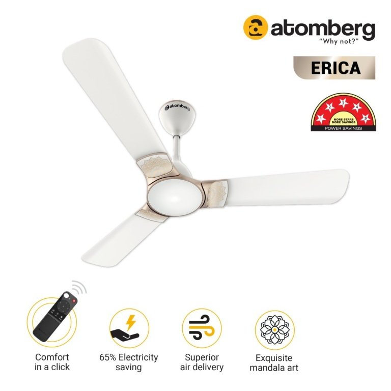 Atomberg Erica 1200 mm BLDC Ceiling Fan with Remote Control Snow White white 2