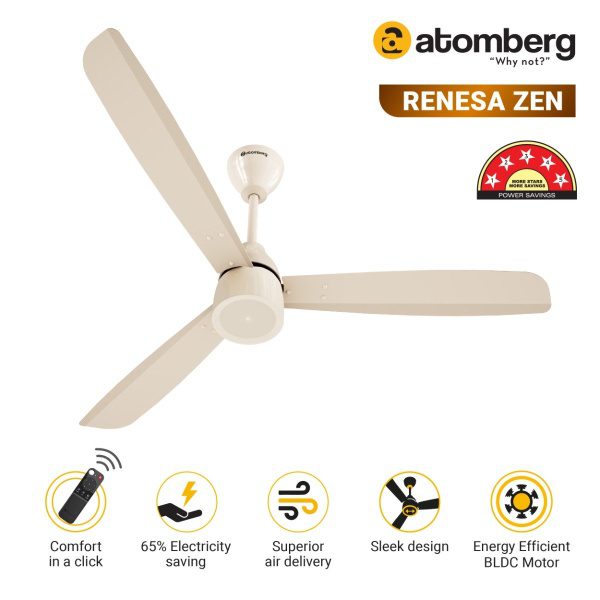 Atomberg Renesa Zen 1200 mm BLDC Ceiling Fan with Remote Control Seasand Ivory zen ivory 2