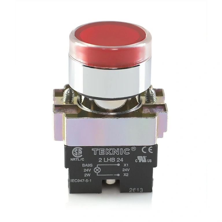 Teknic Illuminated Flush Push Button Red 2ALF4LB 24V 2alrf4l