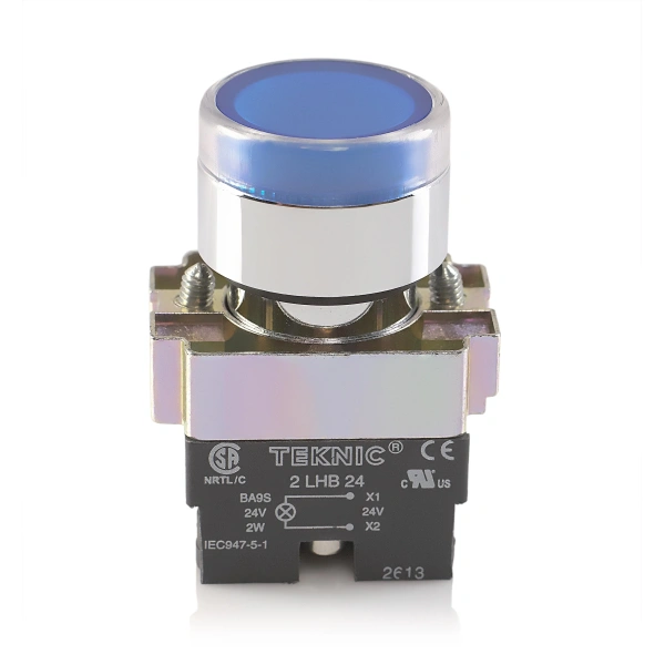 Teknic Illuminated Flush Push Button Blue 2ALF6LB 24V 2alrf6l