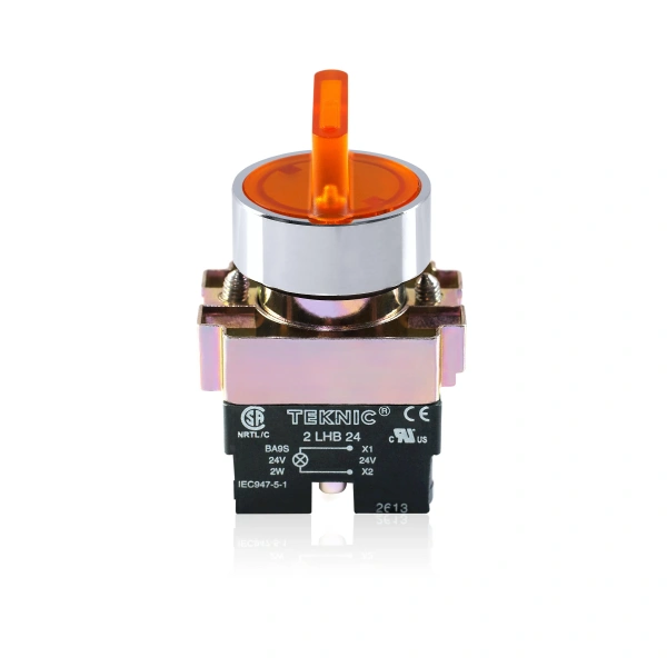 Teknic 3 Position illuminated selector Switch Spring Return Right with LED Bulb Amber 2ASL5LB-3PSRR 24V 2aslr5l 2p