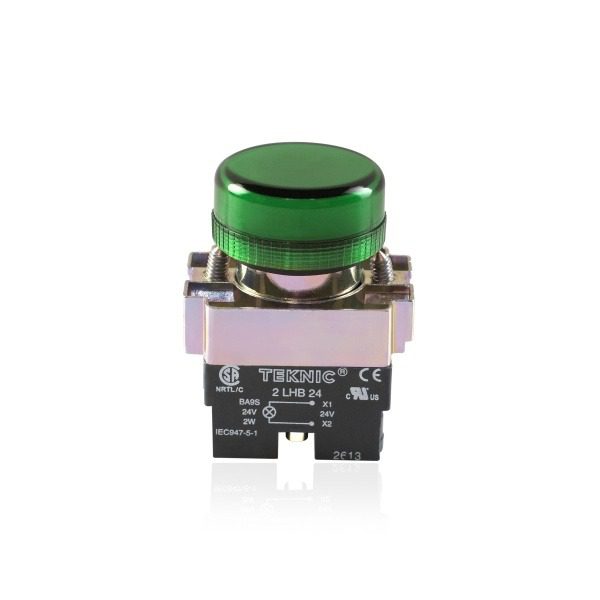 Teknic Pilot Light with Integral LED Flasher Green 2PLBR3LF 24V 2plb3
