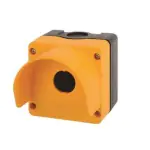 Teknic 1 WAY PLASTIC CONTROL STATIONS WITH YELLOW COVER BLACK HOUSING WITH INTEGRAL CANOPY 6018a10