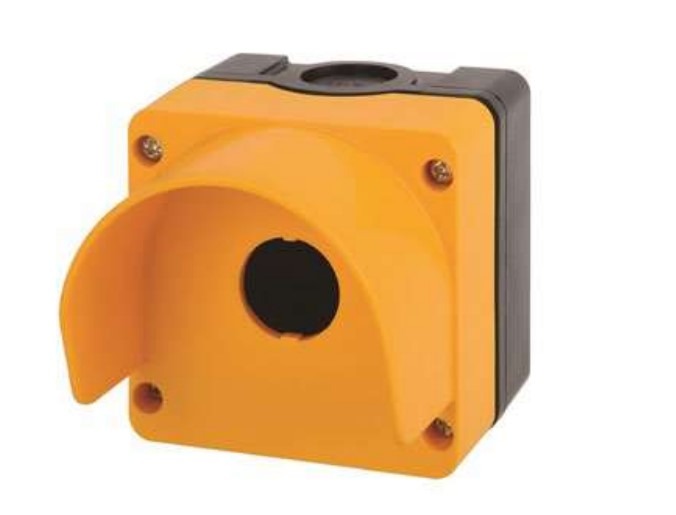 6018A10 Teknic 1 WAY PLASTIC CONTROL STATIONS WITH YELLOW COVER BLACK HOUSING WITH INTEGRAL CANOPY 6018a10