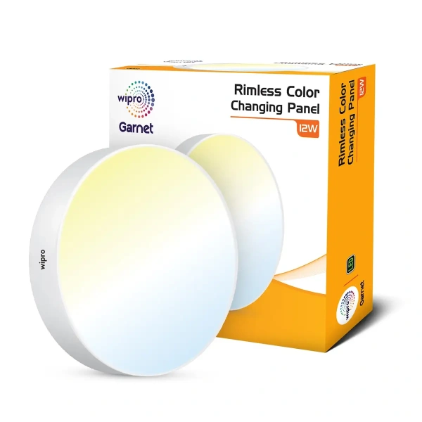 Wipro Garnet Rimless CCT Surface Panel Round, 3 In 1, 12W DD11200 dd