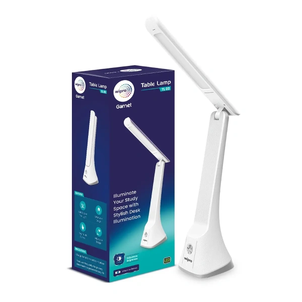 Wipro 6W Rechargable Table lamp TL02 3 Step Dimming, Cool White, 6W E20006 e