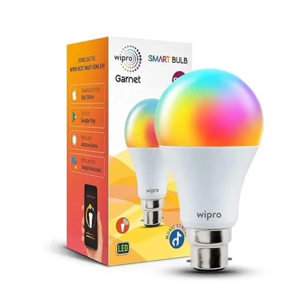 Wipro 9W WiFi LED Smart Bulb B22- Pin Type, RYB Shades Of White NS9400 ns