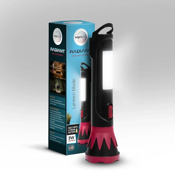 Wipro Radiant Dual Light LED Torch Torch Lantern, 3W cl
