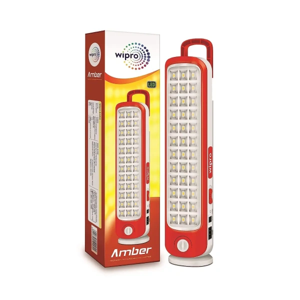 Wipro Amber Rechargeable LED Emergency Light Dimmable Light Modes, 9W e