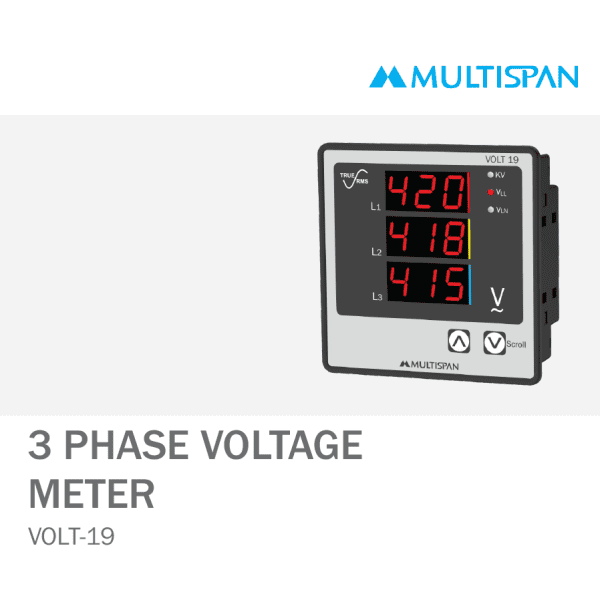 VOLT-19 THREE PHASE AMPERE VOLTMETER 96 X 96 X 43 MULTISPAN 1022423capture