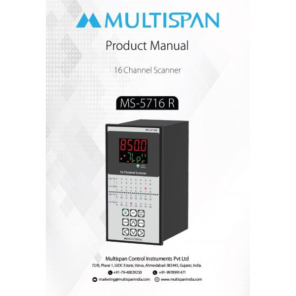 MS-5716R PROCESS SCANNER DATA LOGGER 16 CHANNEL 192 x 96 x 168 MULTISPAN 1037691ma 5716r manual