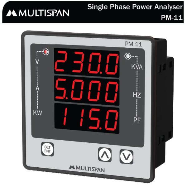 PM-11 AC Meter SINGLE PHASE MULTIFUNCTION METER 96 X 96 X 54 MULTISPAN pm
