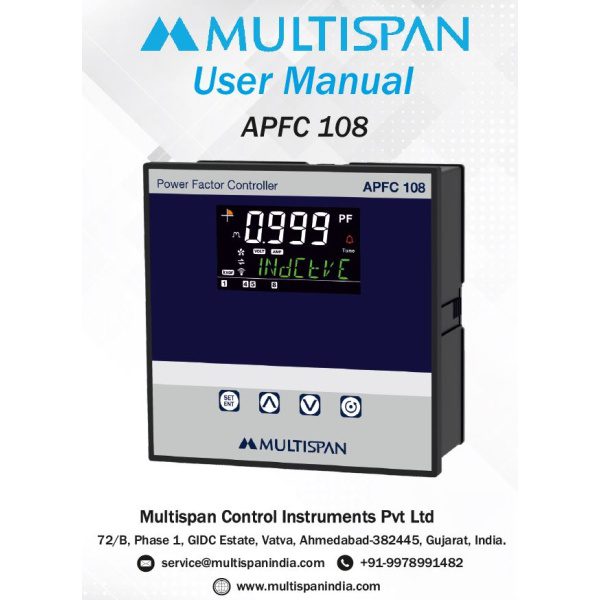 APFC-108 AUTOMATIC POWER FACTOR CONTROLLER UP TO 16 STAGE 144 X 144 X 70 MULTISPAN 259467kkfgkd