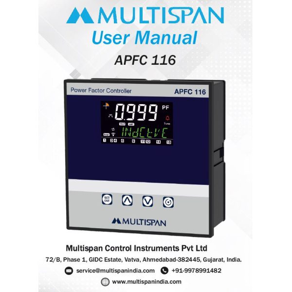 APFC-116 AUTOMATIC POWER FACTOR CONTROLLER UP TO 16 STAGE 144 X 144 X 70 MULTISPAN 315612apfc 116