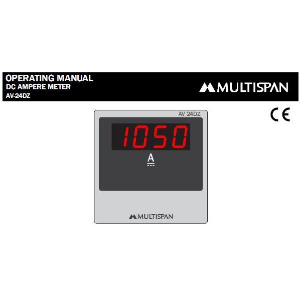 AV-24DZ DIGITAL DC AMPERE METER 72 X 72 X 60 MULTISPAN 320958av 24dz