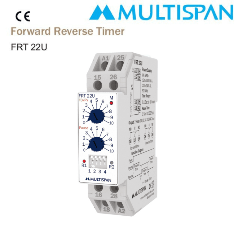 FRT-22U Forward Reverse timer DIN RAIL DISPLAY TIMER ANALOG TIMER 90 X 22.5 X 72 MULTISPAN 456892frt 22u