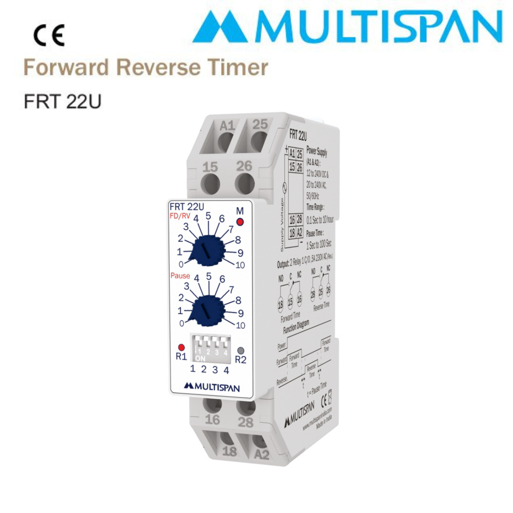 456892frt-22u.png FRT-22U Forward Reverse timer DIN RAIL DISPLAY TIMER ANALOG TIMER 90 X 22.5 X 72 MULTISPAN 456892frt 22u