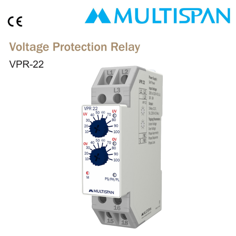 VPR-22 VOLTAGE CURRENT PROTECTION RELAY DIN RAIL 90 X 22.5 X 72 MULTISPAN vpr