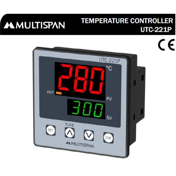 UTC-221P DOUBLE DISPLAY UNIVERSAL INPUT PID CONTROLLER SINGLE RELAY 3 3 DIGIT 72 X 72 X 45 MULTISPAN utc p
