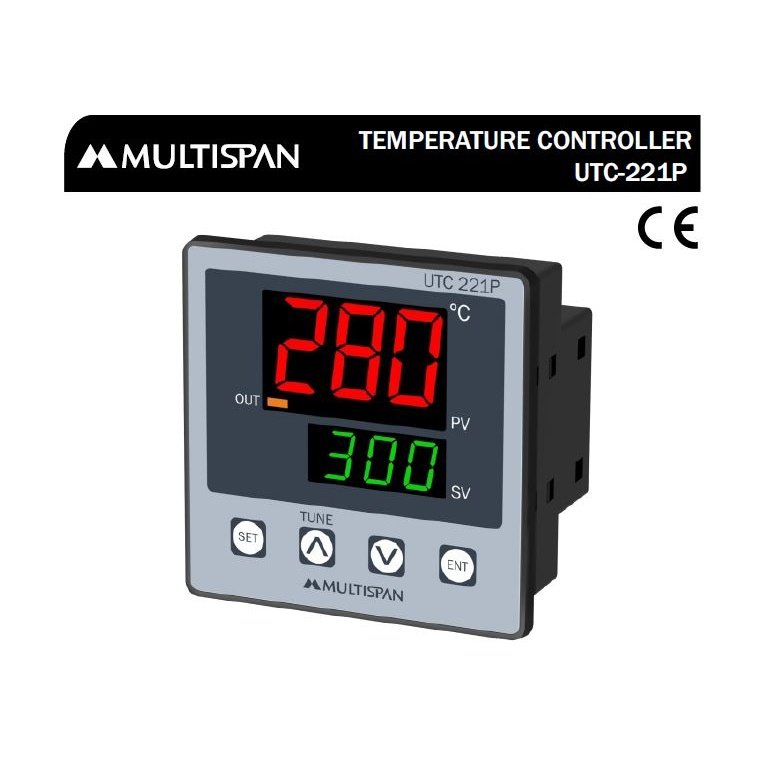 UTC-221P DOUBLE DISPLAY UNIVERSAL INPUT PID CONTROLLER SINGLE RELAY 3 3 DIGIT 72 X 72 X 45 MULTISPAN utc p