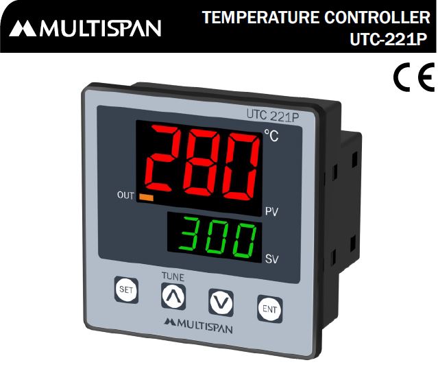 543351utc-221p.jpg UTC-221P DOUBLE DISPLAY UNIVERSAL INPUT PID CONTROLLER SINGLE RELAY 3 3 DIGIT 72 X 72 X 45 MULTISPAN utc p