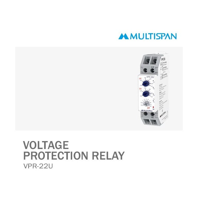VPR-22U VOLTAGE CURRENT PROTECTION RELAY DIN RAIL 90 X 22.5 X 72 MULTISPAN 553361vpr 22u