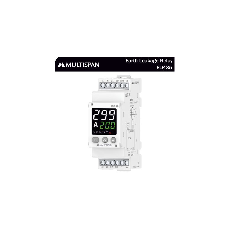 ELR-35 EARTH LEAKAGE RELAY 90 X 35 X 63 MULTISPAN 555289capture