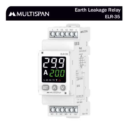 ELR-35 EARTH LEAKAGE RELAY 90 X 35 X 63 MULTISPAN 555289capture