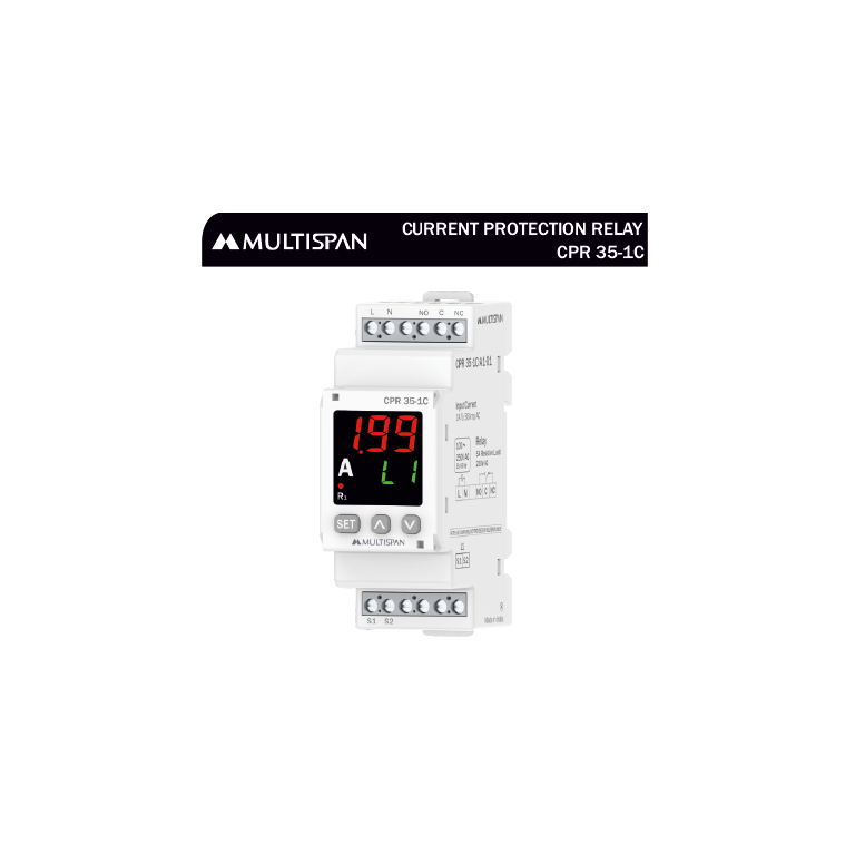 CPR-35-1C VOLTAGE CURRENT PROTECTION RELAY DIN RAIL 75 X 45 X 110 MULTISPAN 584683capture