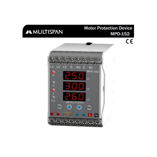 MPD-152 Din rail 55mm VOLTAGE CURRENT PROTECTION RELAY DIN RAIL 75 X 55 X 110 MULTISPAN mpd