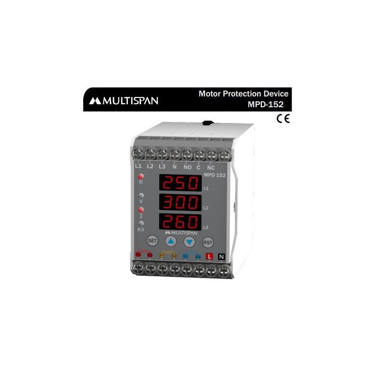 MPD-152 Din rail 55mm VOLTAGE CURRENT PROTECTION RELAY DIN RAIL 75 X 55 X 110 MULTISPAN mpd