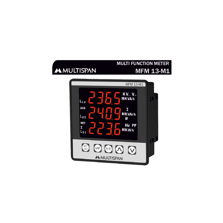 MFM-13 THREE PHASE MULTIFUNCTION METER 96 X 96 X 54 MULTISPAN 621797capture