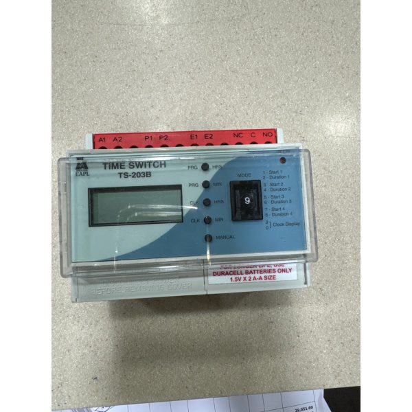 TS-203B Din Rail Mount External battery 2AA, 1.5V , Daily Time Switch 4 Switching per day Rly 1C O16A EAPL 63f55032 600a 4bcf