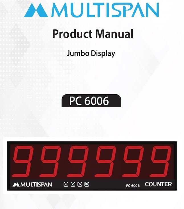 661238pc-6006.jpg PC-6006 Single Side JUMBO DISPLAY PROGRAMMABLE COUNTER 165 X 570 X 55 MULTISPAN pc