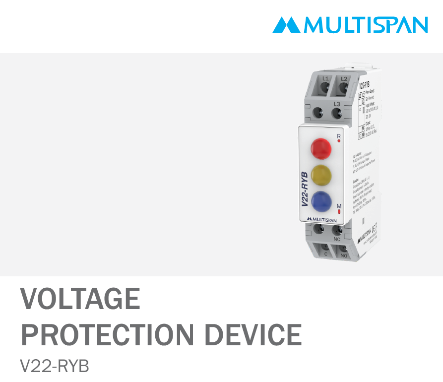 727960Capture.png V22-RYB Single Phase preventor VOLTAGE CURRENT PROTECTION RELAY DIN RAIL 90 X 22.5 X 72 MULTISPAN 727960capture