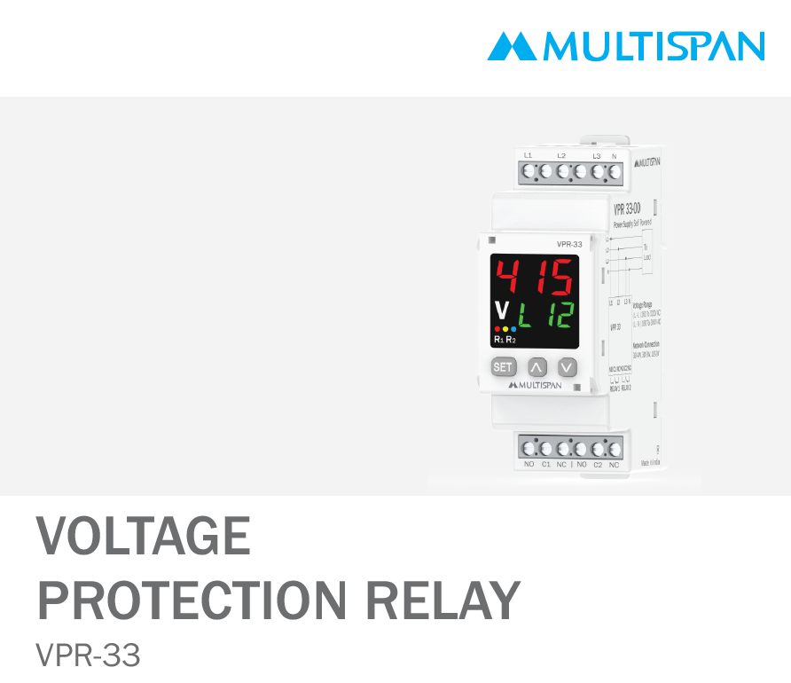 786403Capture.png VPR-33 VOLTAGE CURRENT PROTECTION RELAY DIN RAIL 75 X 45 X 110 MULTISPAN 786403capture