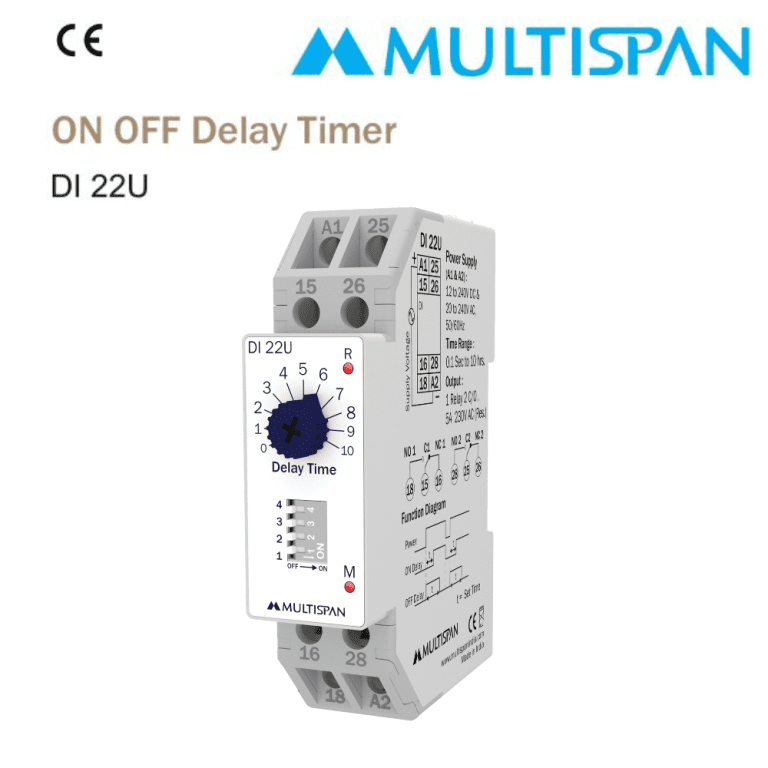 DI-22U On-Off Delay timer DIN RAIL DISPLAY TIMER ANALOG TIMER 90 X 22.5 X 72 MULTISPAN 871744di 22u