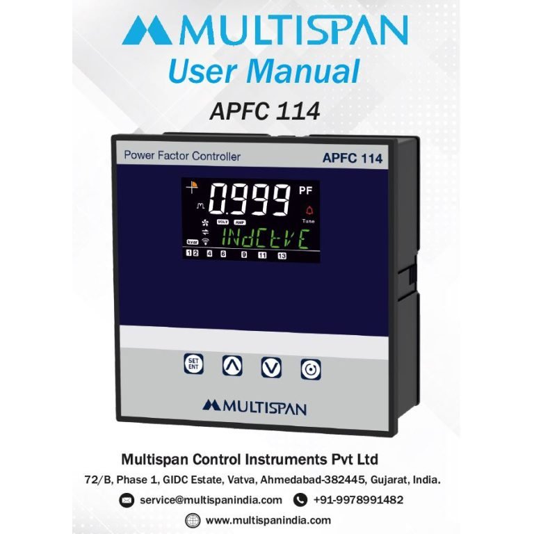 APFC-114 AUTOMATIC POWER FACTOR CONTROLLER UP TO 16 STAGE 144 X 144 X 70 MULTISPAN 874575apfc1223