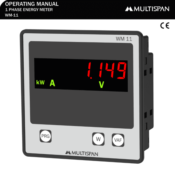 WM-11 SINGLE PHASE WATT METER 96 X 96 X 43 MULTISPAN wm