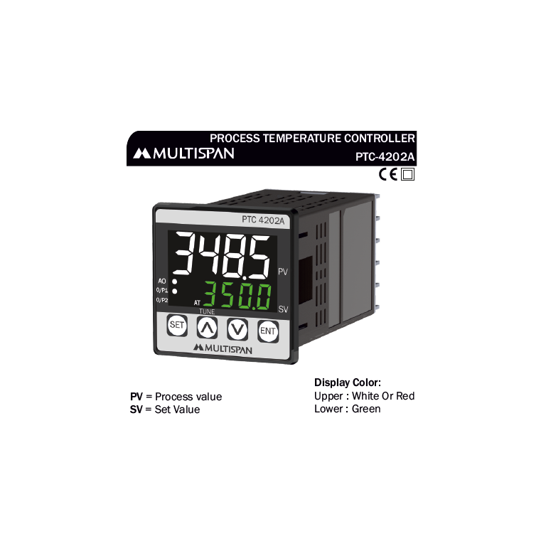 PTC-4202A UNIVERSAL INPUT PID CONTROLLER WITH ANALOG OUTPUT MODBUS FACILITY 48 X 48 X 95 MULTISPAN 87880capture