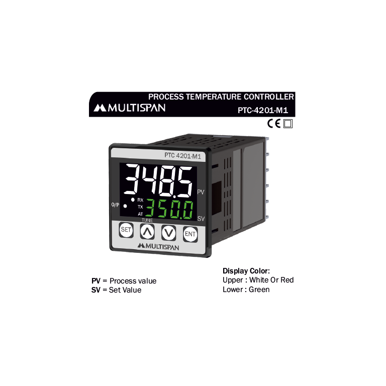 PTC-4201-M1 UNIVERSAL INPUT PID CONTROLLER WITH ANALOG OUTPUT MODBUS FACILITY 48 X 48 X 95 MULTISPAN 890757capture