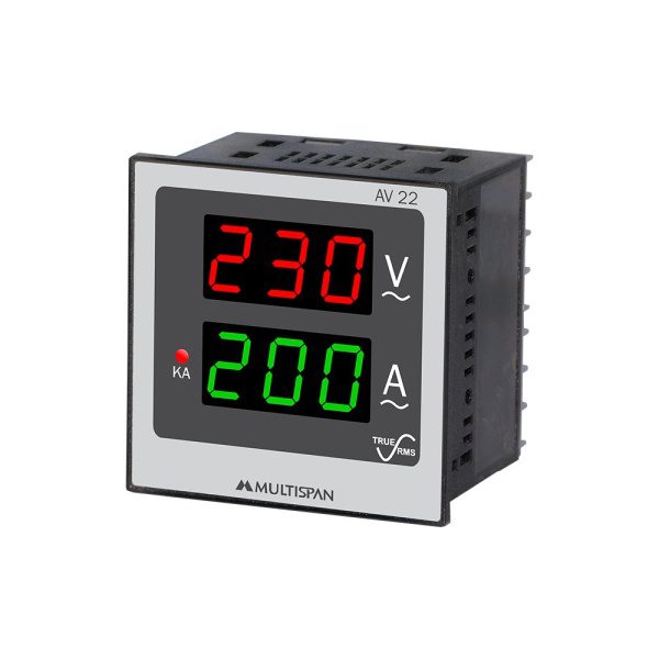 AV-22 DIGITAL AMPERE VOLT METER 72 X 72 X 60 MULTISPAN av