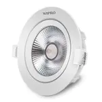 Wipro Garnet 6W Slim COB LED Spotlight Cool White 6500K , 520 Lumens 38 Beam Angle, 72mm Cutout Adjustable Design, Efficient