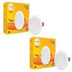 Wipro 6W Alpha Slim Downlight for Junction Box Warm White 2700K , 450 Lumens 75mm Cutout, 112x22mm Dimension Surge Protection