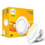 Wipro Garnet 8W Round Colour Changing Downlight Warm White, Neutral White, Cool White Glare-Free Design, Recessed Downlighter