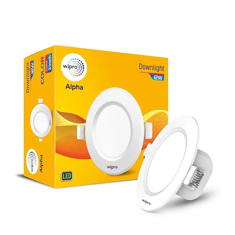 Wipro Garnet 12W Round Downlight for Junction Box Neutral White 4000K , Glare-Free Design Recessed Downlighter for False Ceil